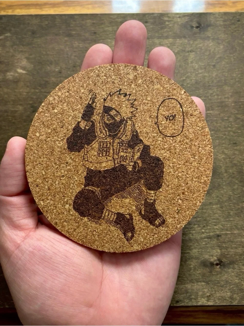Naruto Kakashi Laser Engraved Cork Coasters Lot of 5